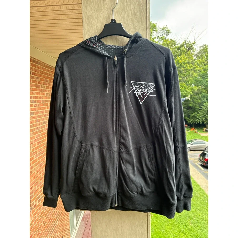 VTG Jordan Flight Reversible Full Zip Hoodie Black Red Geometric Mens  Large